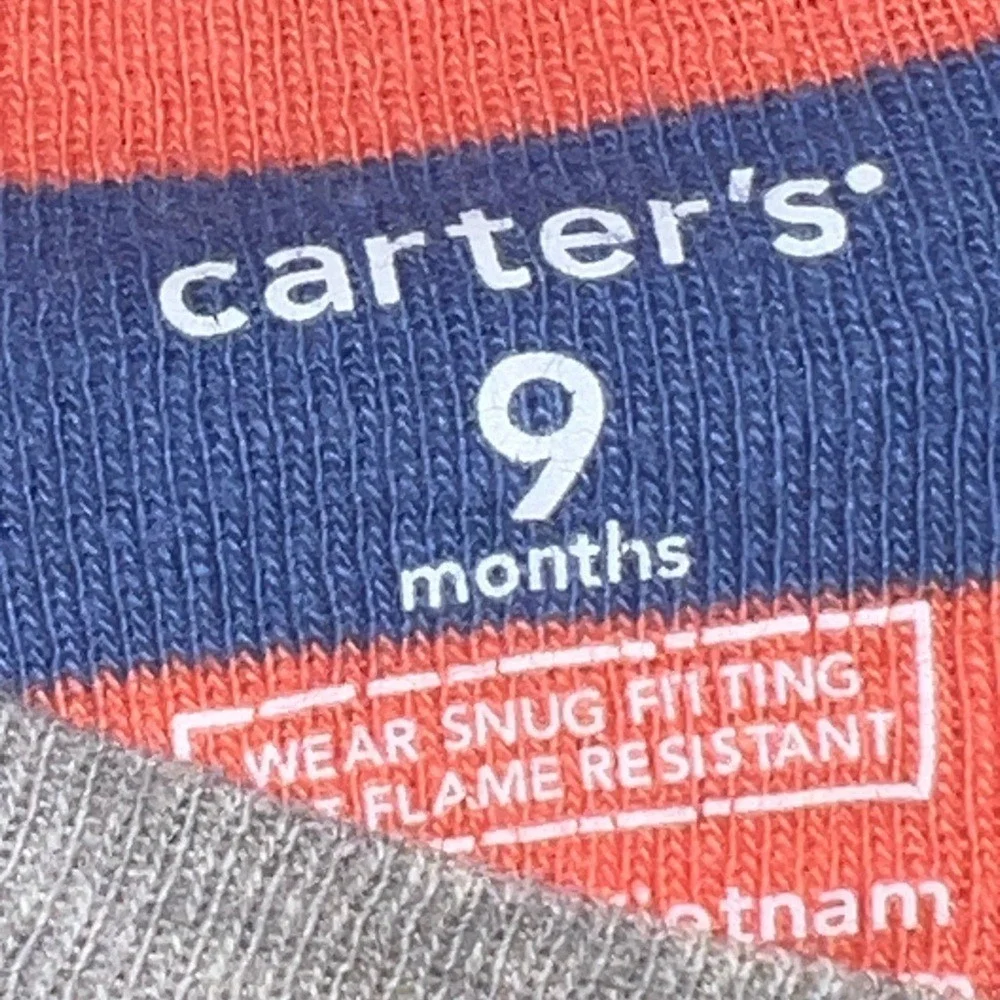 Boys, girls infant 9 month outfit pajamas Carter's Orange and Blue Striped